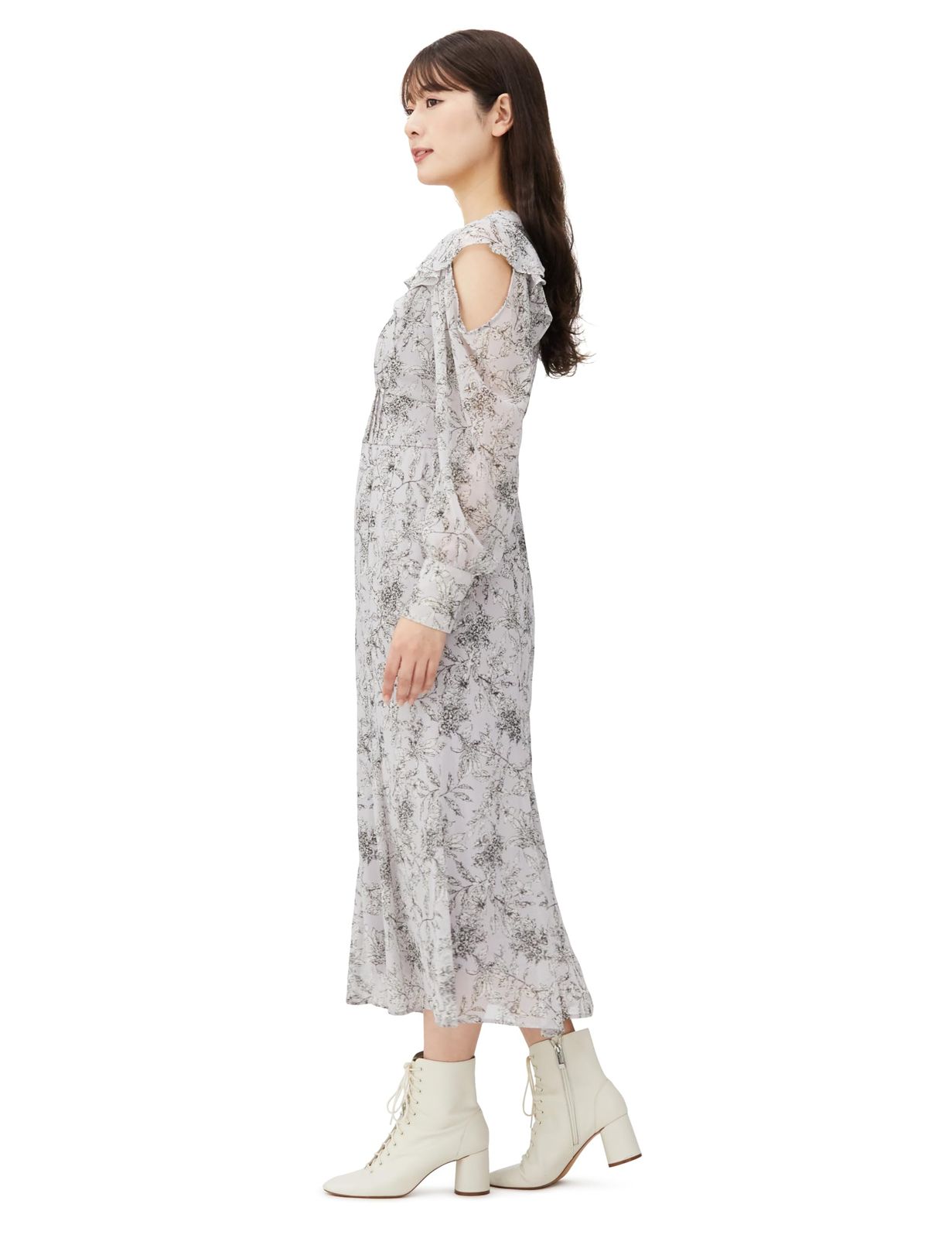 ナチュラルビューティーベーシック カットオフプリントワンピース