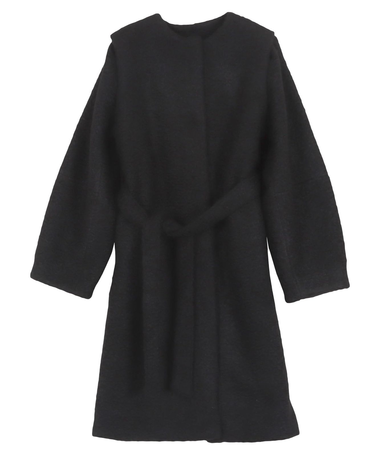 神戸レタス mikuさんコラボ 袖取り外しOKノー ブークレーコート K 1248 M ブラック