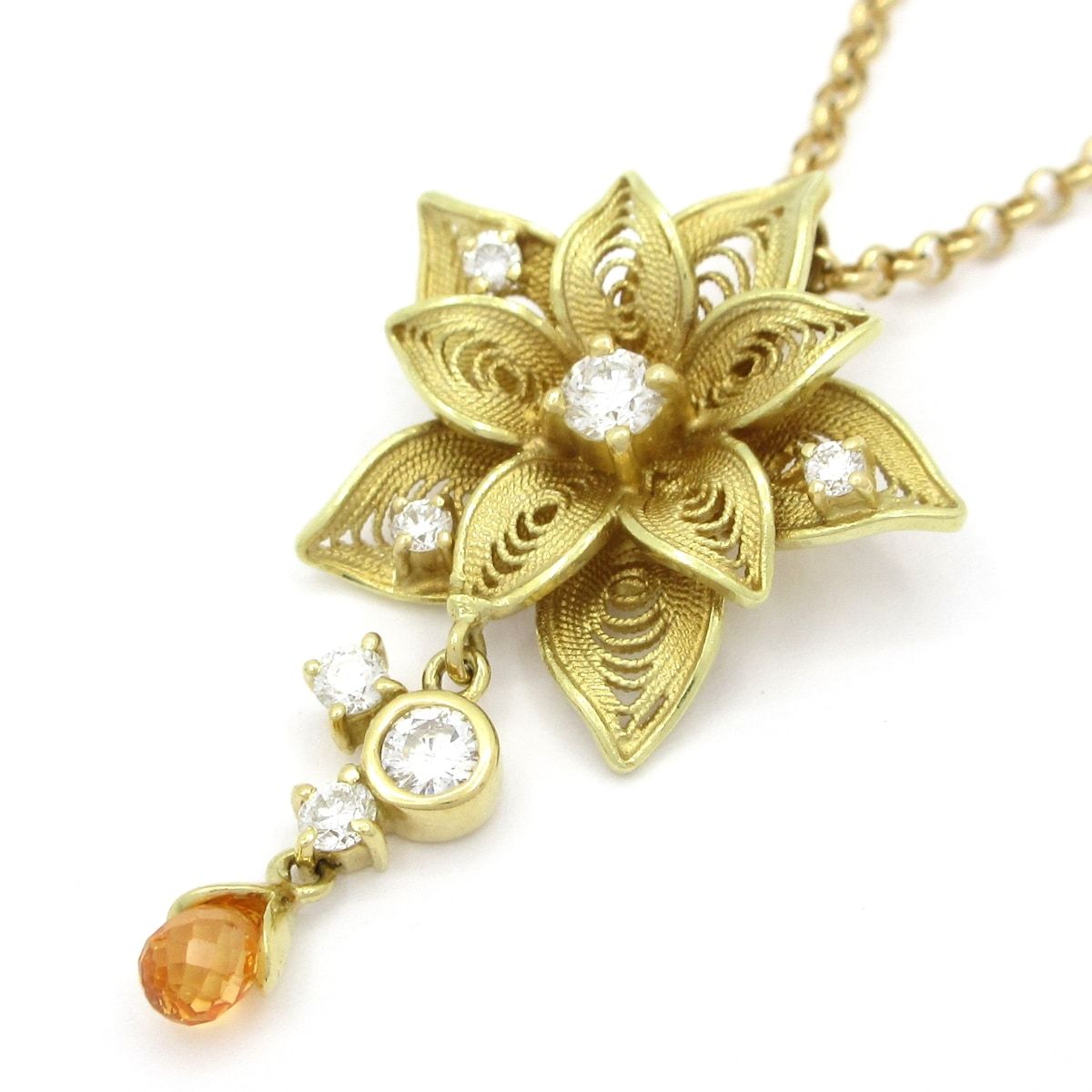 Unbranded ノーブランド ネックレス K 18 YG ダイヤモンド ダークイエロー 総重量 6 9 g 0 32刻印 33刻印