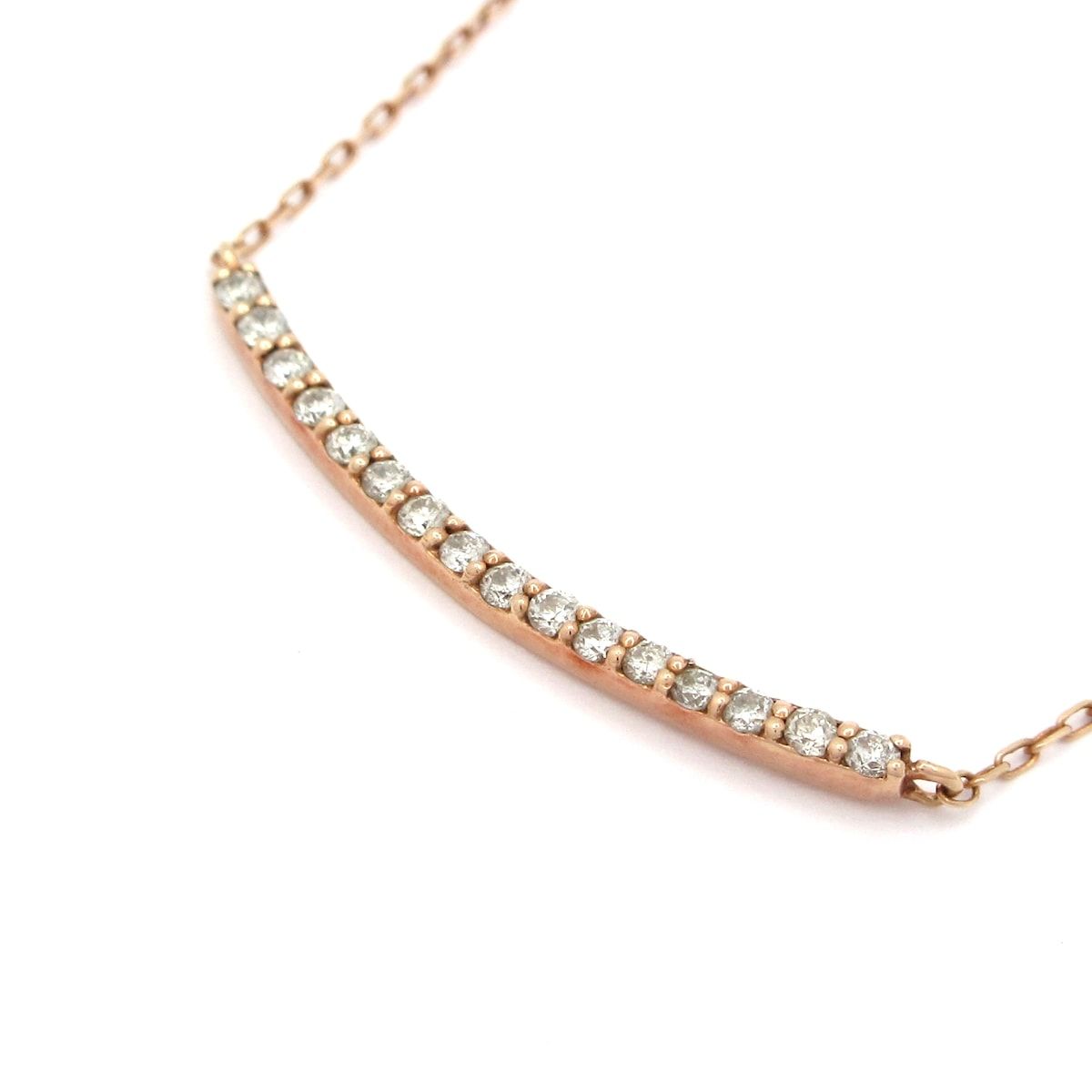 Unbranded ノーブランド ネックレス K 10 PG×ダイヤモンド 総重量 1.2 g 0.20刻印