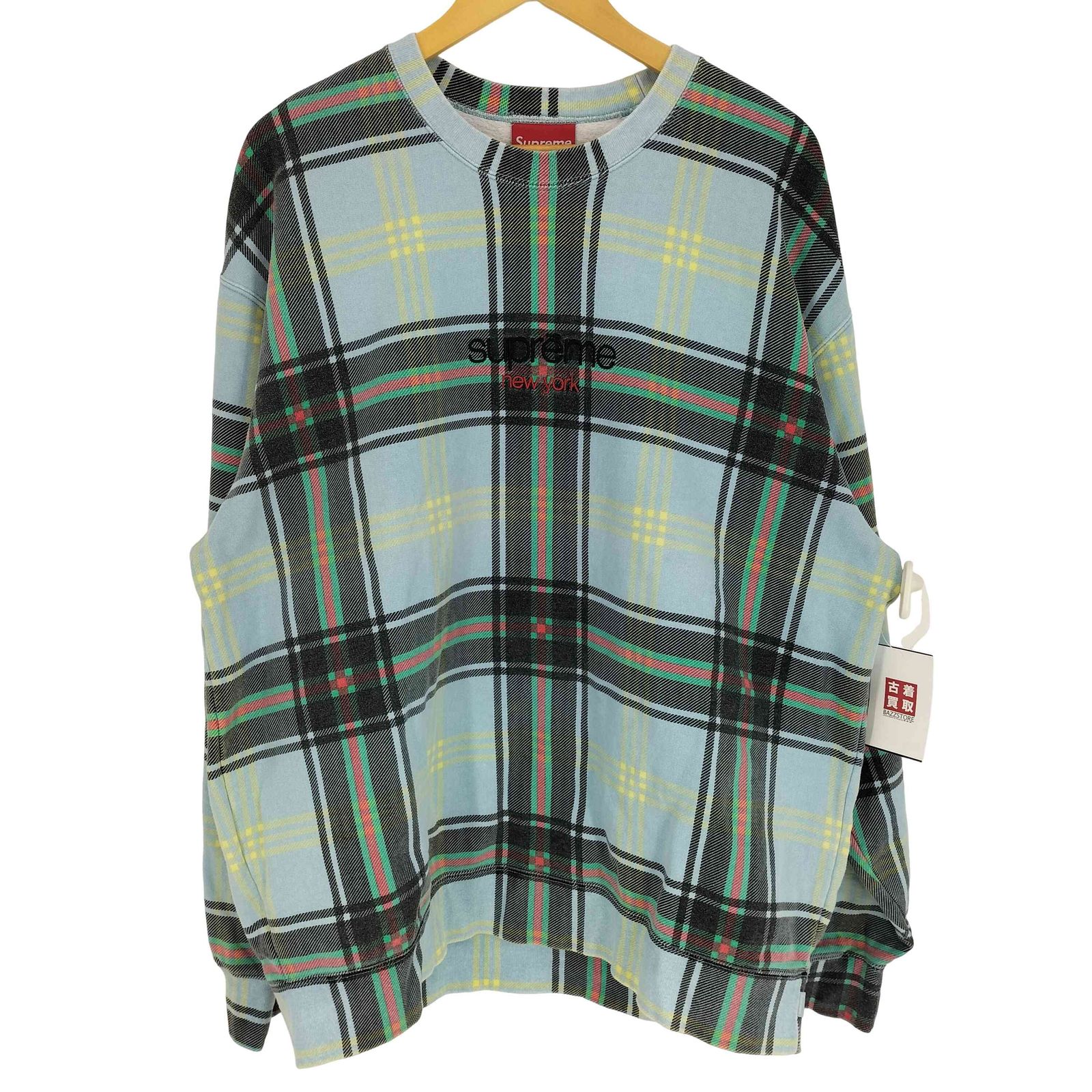 スウェット Supreme 21SS Plaid Crewneck Light Blue L シュプリーム Supreme 21SS Plaid Crewneck Light Blue メンズ import