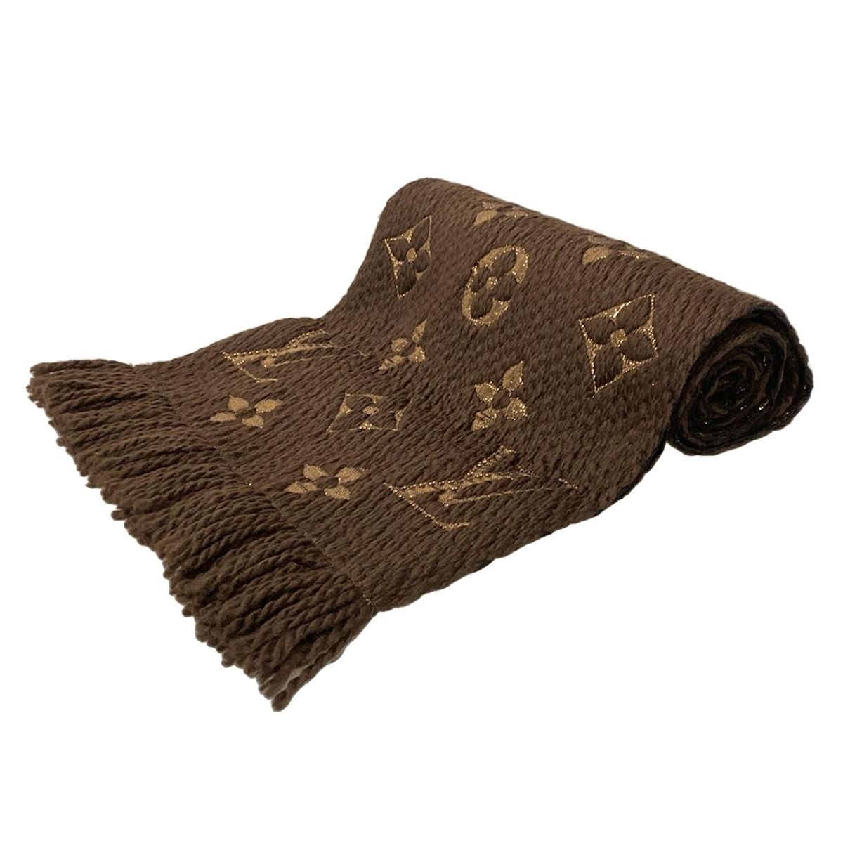 ルイヴィトン　マフラー　エシャルプ ロゴマニア マロン LOUIS VUITTON ルイヴィトン エシャルプ・ロゴマニア シャイン