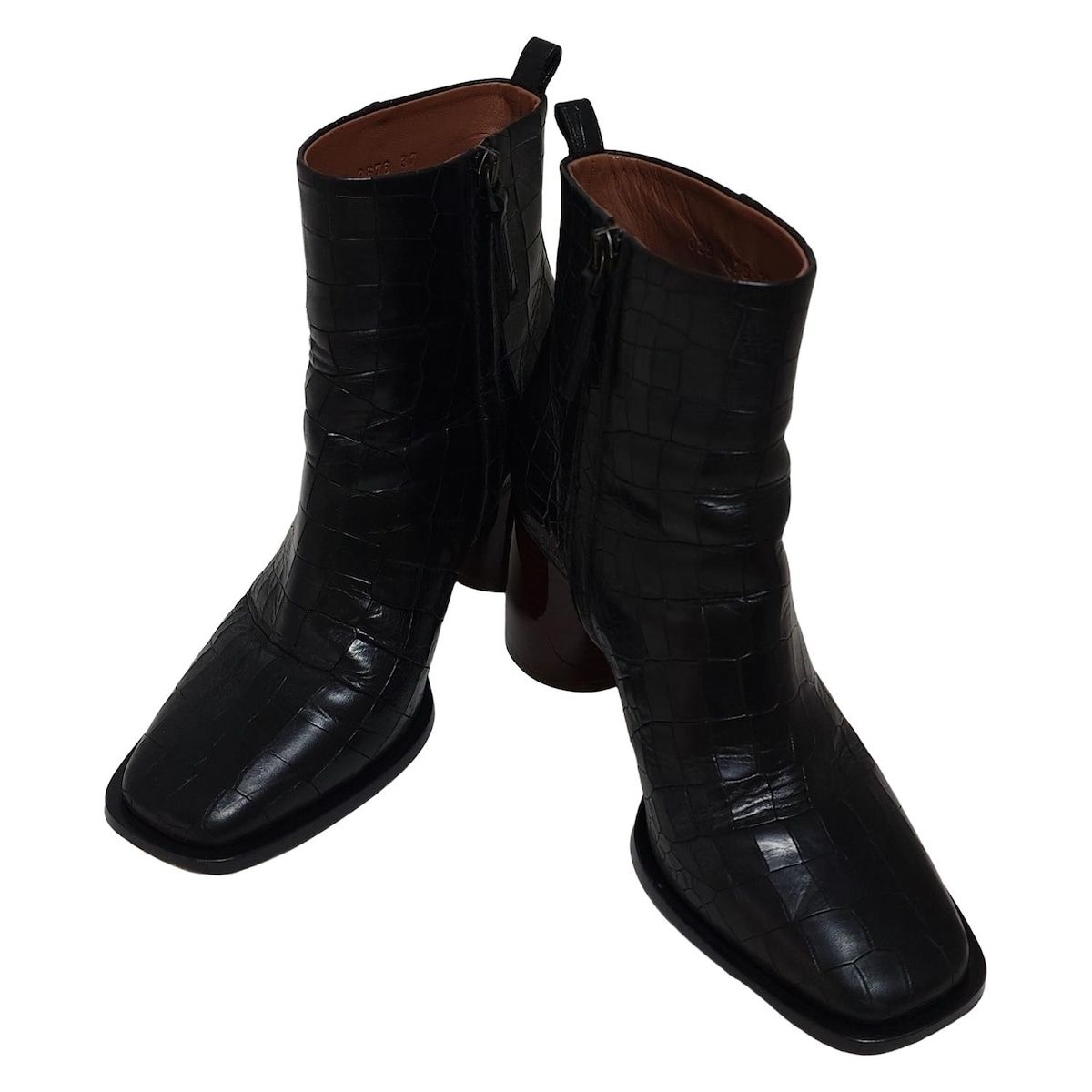 SARTORE サルトル ショートブーツ 37 レディース - 黒 型押し加工 レザー