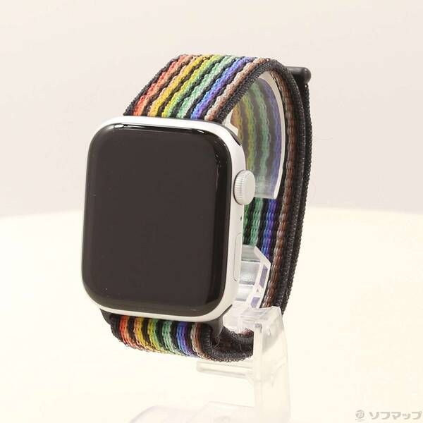 〔品〕 Apple Watch SE 第2世代 GPS 44mm シルバーアルミニウムケース プライドエディションNikeスポーツループ【344】