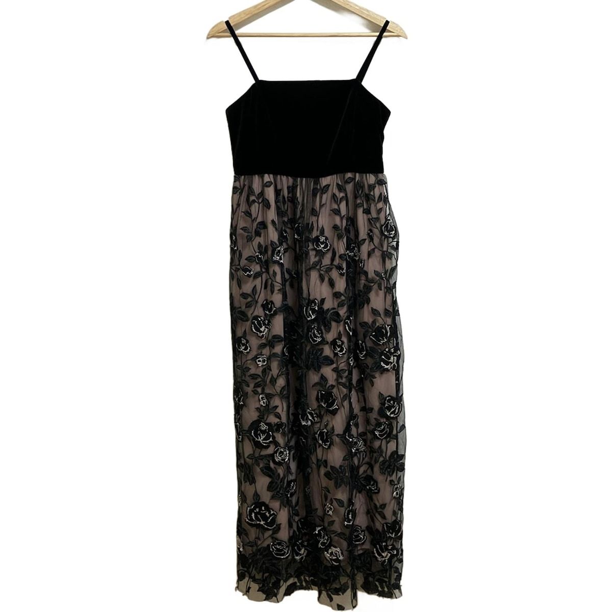 Grace Class グレースクラス ドレス サイズ36 S レディース 黒 ライトピンク キャミドレス マキシ丈 ベロア レース