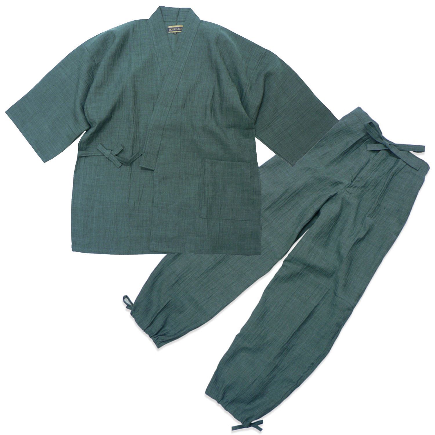 作務衣 近江ちぢみ本麻 盛夏用7月～8月 草色M～LL