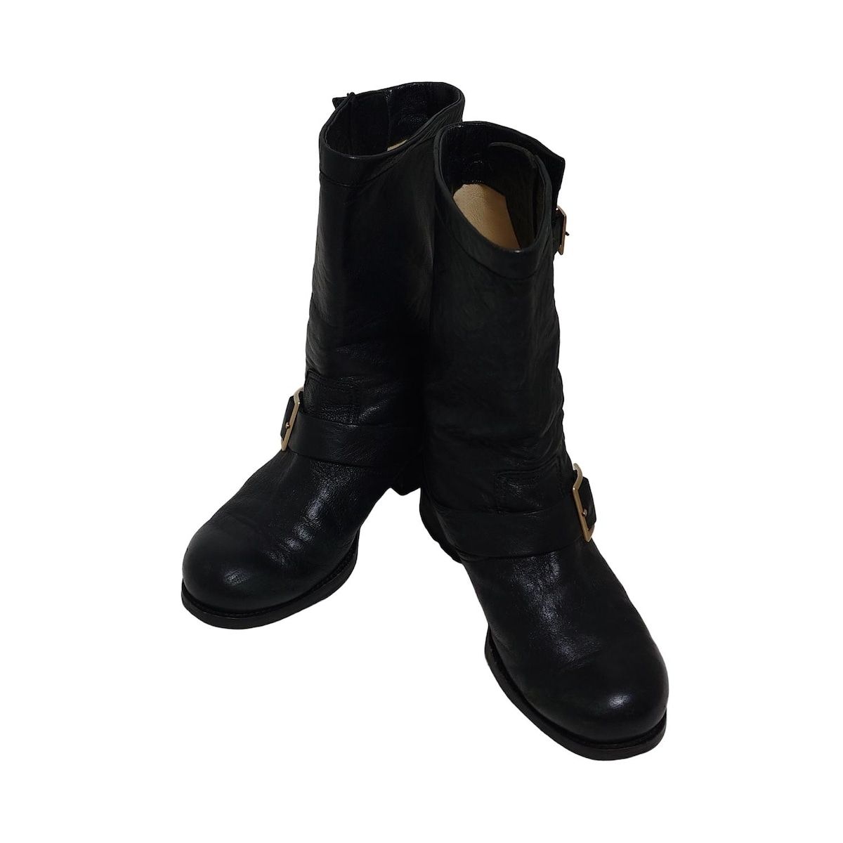 JIMMY CHOO ジミーチュウ ショートブーツ 37 1 2 レディース - 黒 レザー