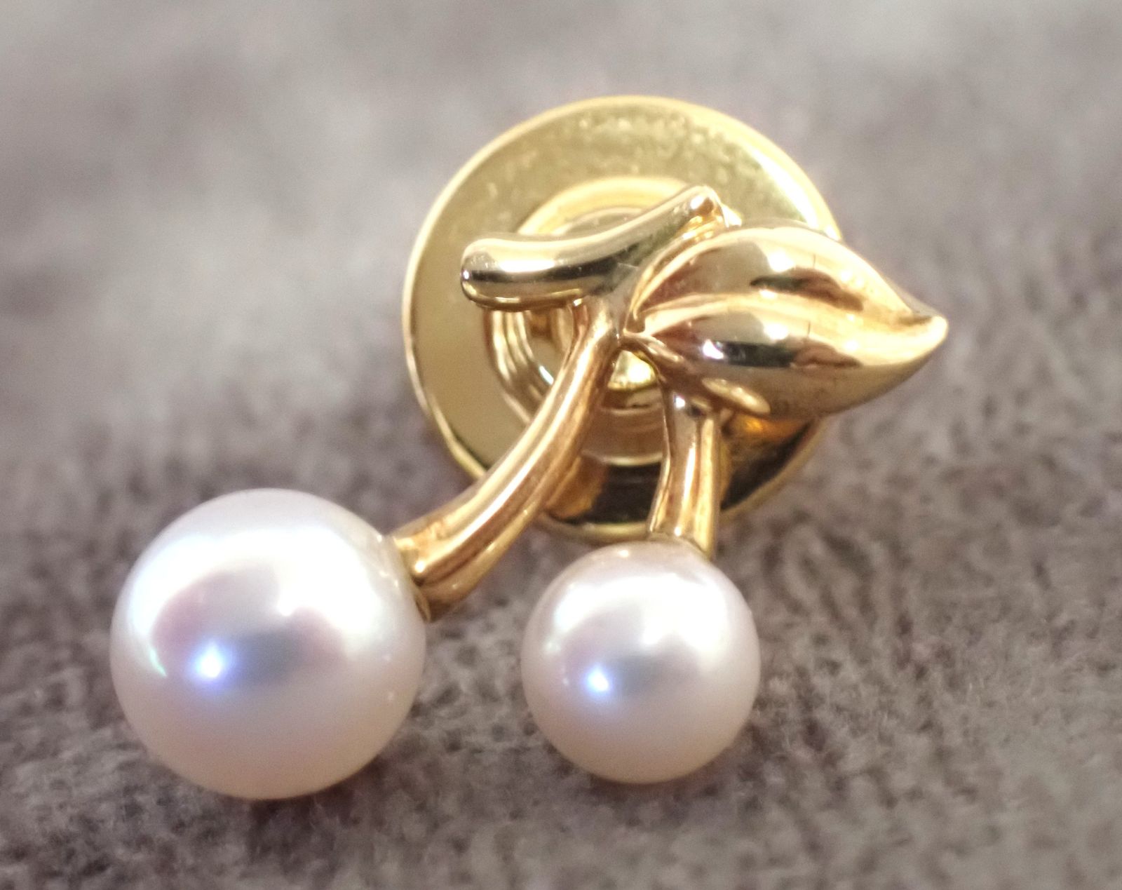 ミキモト K 18 YG 18金 ベルリータ チェリー サクランボ パールピンブローチ