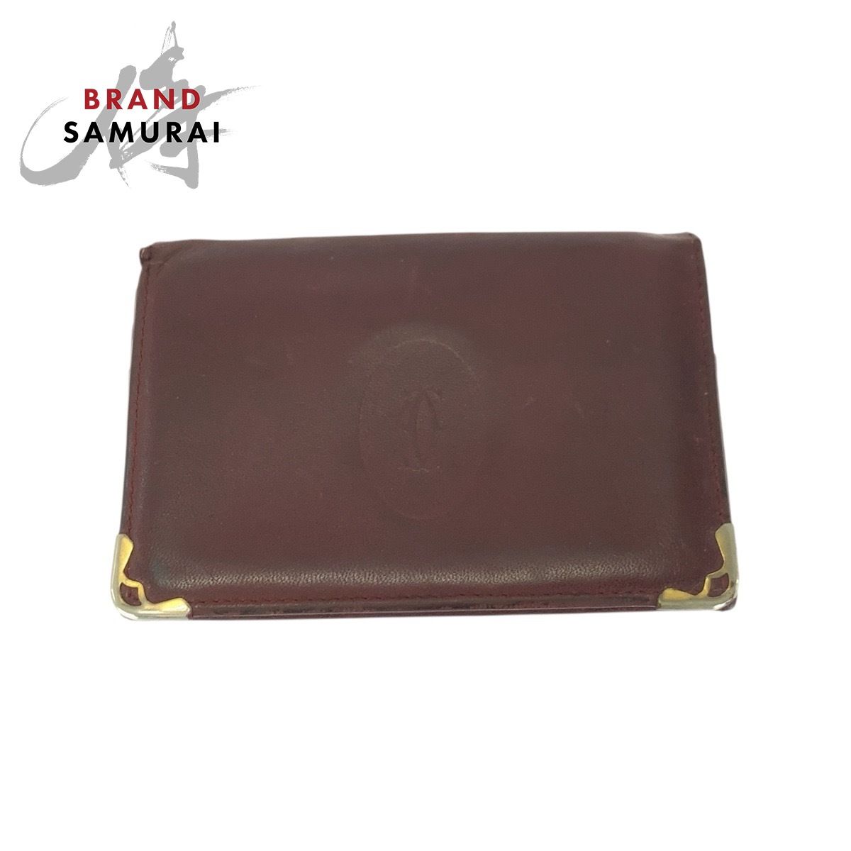 CARTIER カルティエ マストライン ワインレッド ゴールド金具 レザー カードケース パスケース レディース 506255