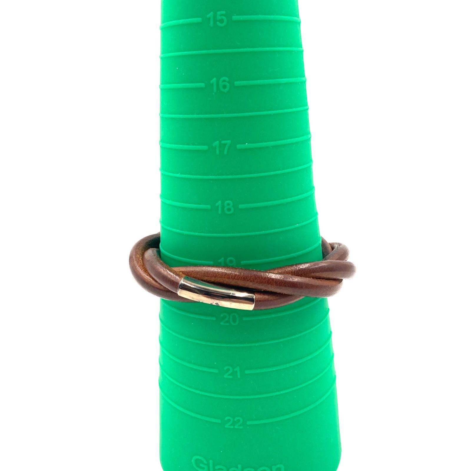 HERMES エルメス トルネードレザーブレスレット バングル 編み込み