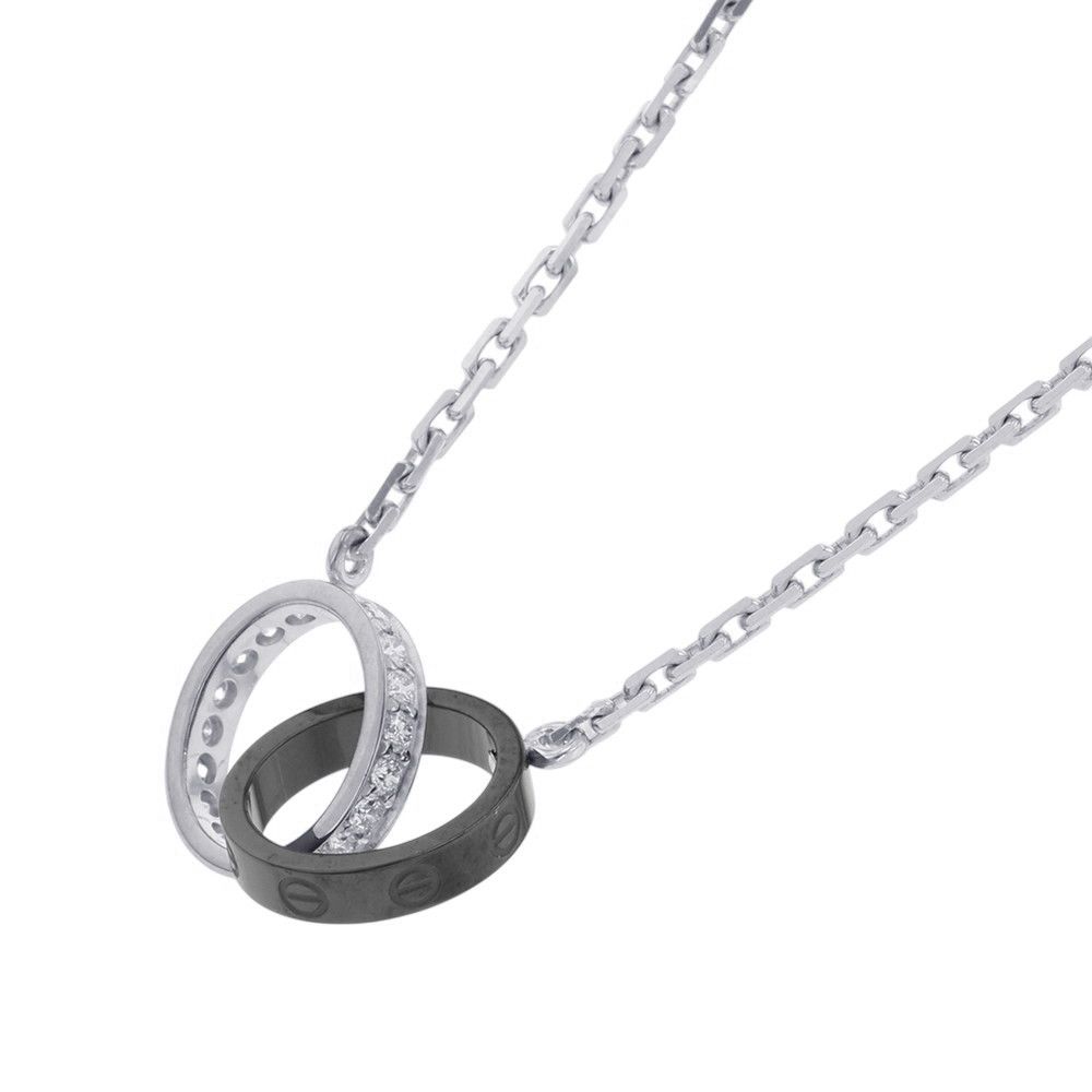 美品）カルティエ CARTIER ベビーラブ ダイヤ ネックレス K18 WG 