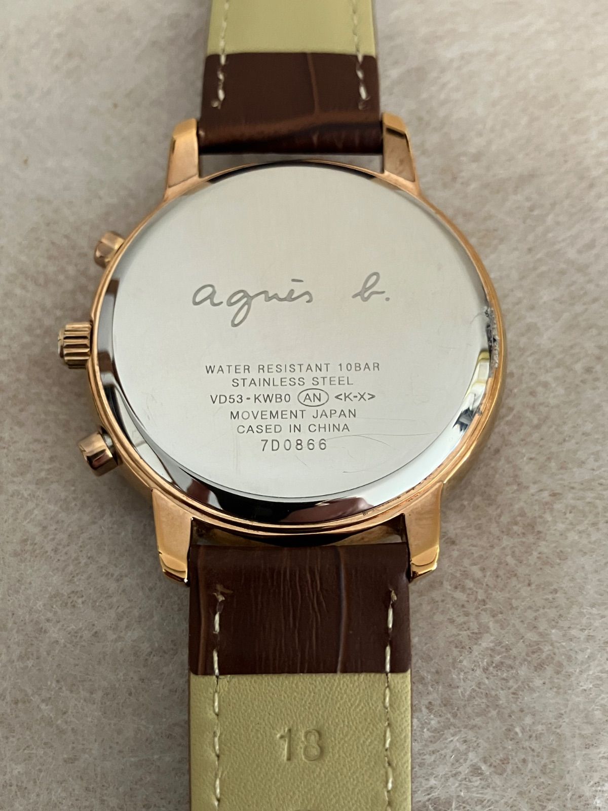 メンズ 稼働☆ agnes b. アニエスベー ゴールド クロノグラフ QZ腕時計 