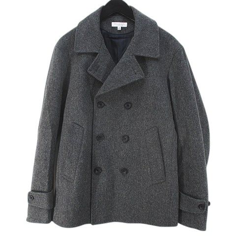 B-Y ユナイテッドアローズ BEAUTY-YOUTH ビューティー-ユース メルトン パデット ピーコート L 灰系 グレー ダブルボタン 裏地