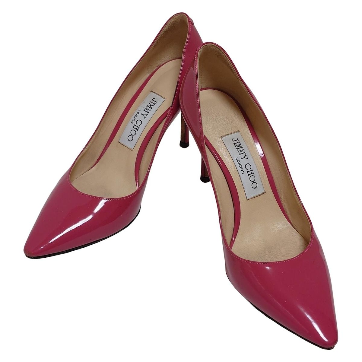 JIMMY CHOO ジミーチュウ パンプス 37 レディース - ピンク アウトソール張替済 レザー