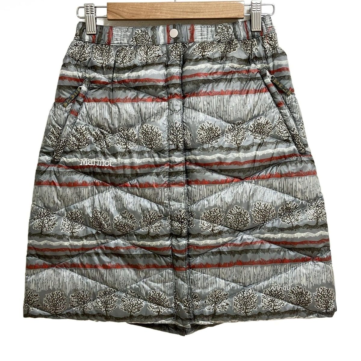 Marmot マーモット 巻きスカート サイズM レディース - グレー×レッド×マルチ ひざ丈 ダウン