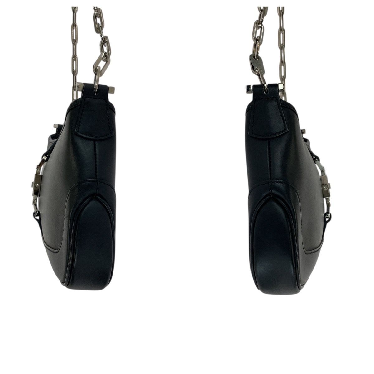 GUCCI / ジャッキー チェーン/ワンショルダーバッグ/キャンバス×レザー/BLK/001・4032 美品 GUCCI グッチ ジャッキー ブラック 黒 シルバー金具 レザー 001