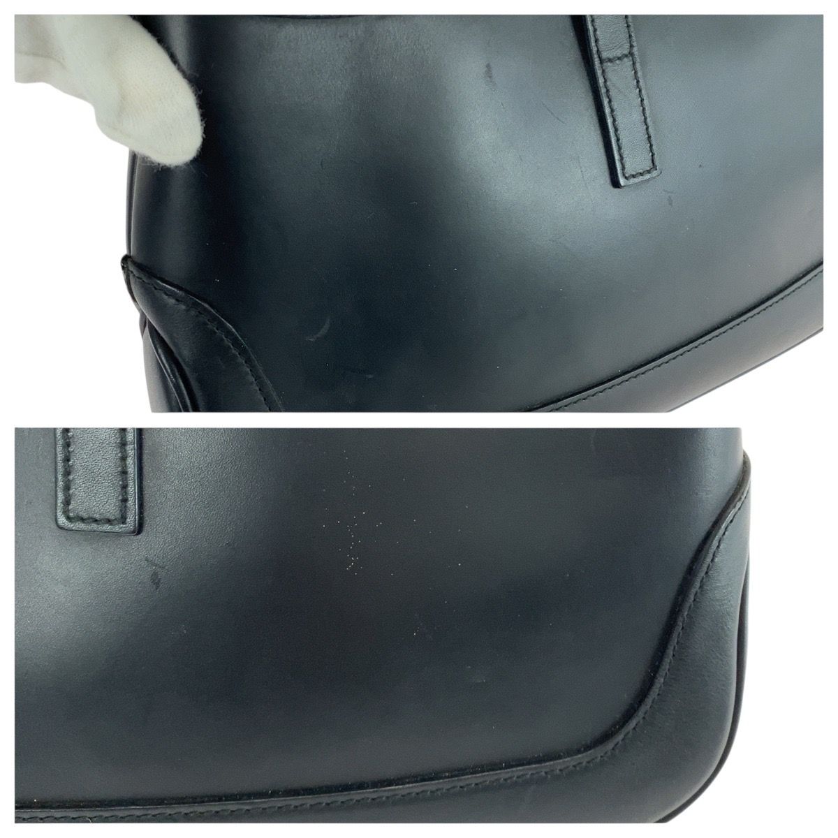 美品 GUCCI グッチ ジャッキー ブラック 黒 シルバー金具 レザー 001