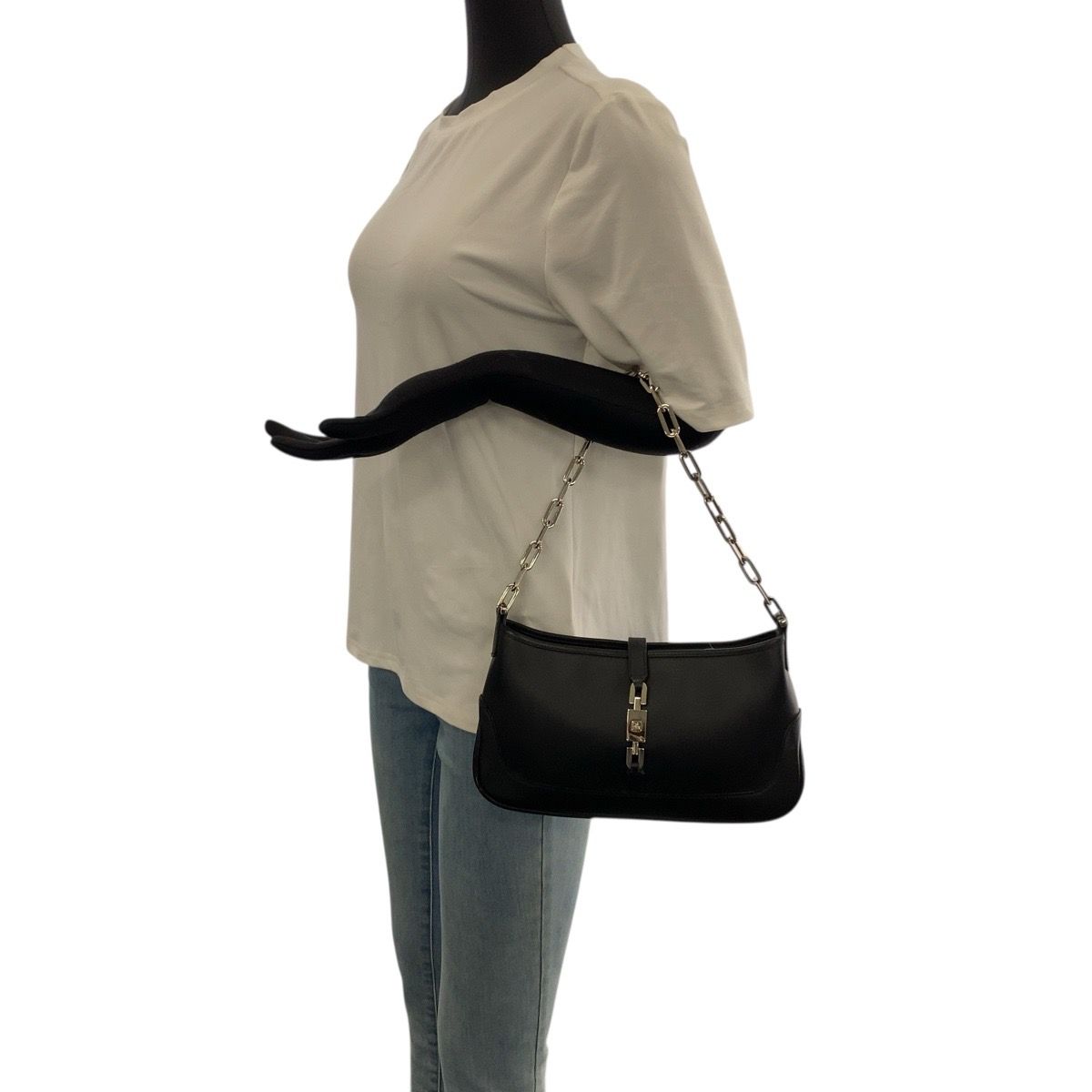 美品 GUCCI グッチ ジャッキー ブラック 黒 シルバー金具 レザー 001