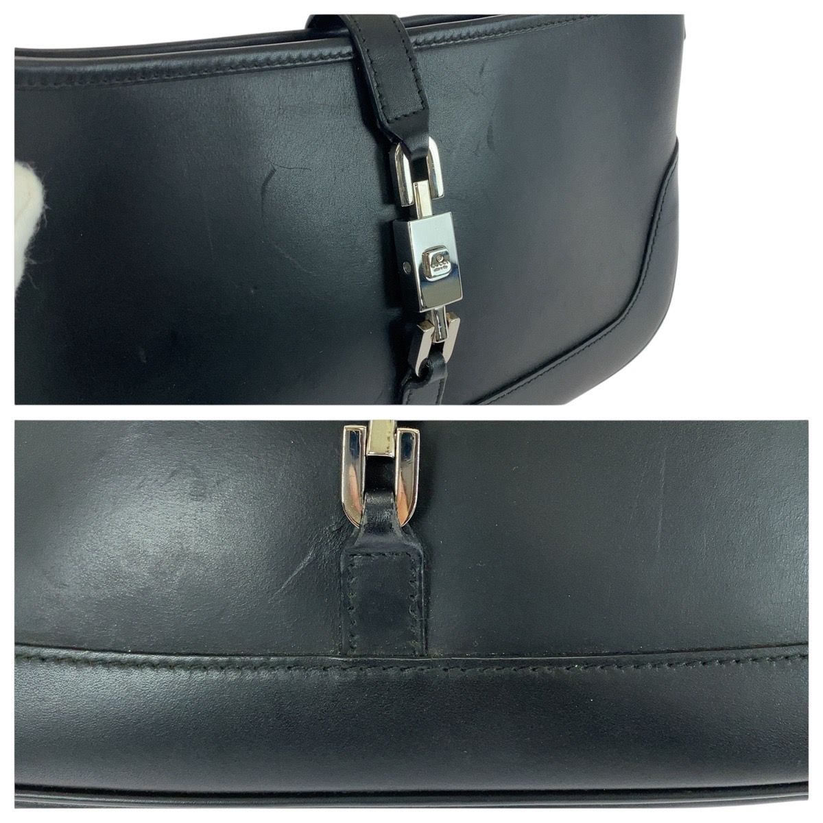 美品 GUCCI グッチ ジャッキー ブラック 黒 シルバー金具 レザー 001