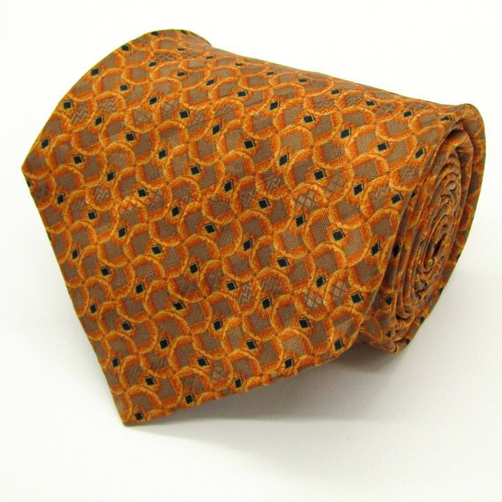 ブリオーニ ブランド ネクタイ 総柄 ドット 格子柄 パネル柄 シルク イタリア製 PO メンズ ブラウン Brioni