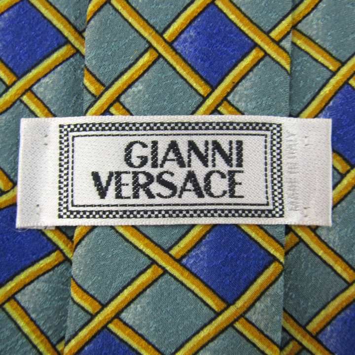 ジャンニ・ヴェルサーチ ブランド ネクタイ チェック柄 格子柄 シルク イタリア製 PO メンズ グレー Gianni Versace ジャンニ・ヴェルサーチ ブランド ネクタイ チェック柄 格子柄 シルク