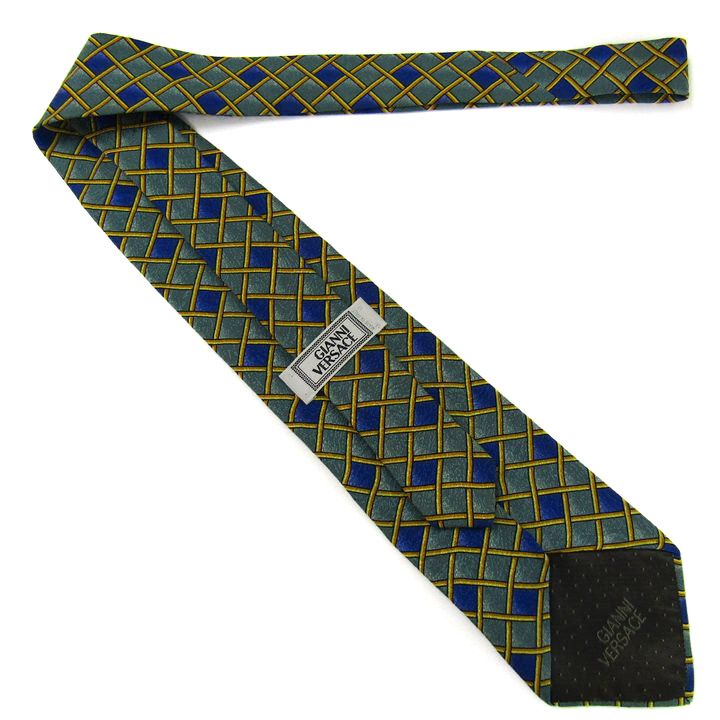 ジャンニ・ヴェルサーチ ブランド ネクタイ チェック柄 格子柄 シルク イタリア製 PO メンズ グレー Gianni Versace ジャンニ・ヴェルサーチ ブランド ネクタイ チェック柄 格子柄 シルク