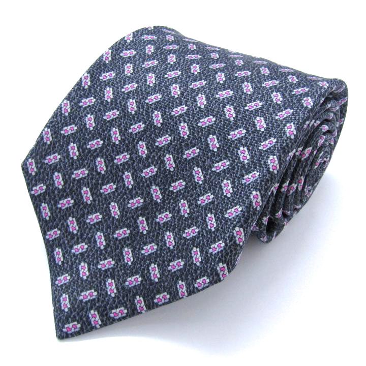 ブルガリ ブランド ネクタイ セッテピエゲ 小紋柄 格子柄 シルク イタリア製 PO メンズ ネイビー BVLGARI