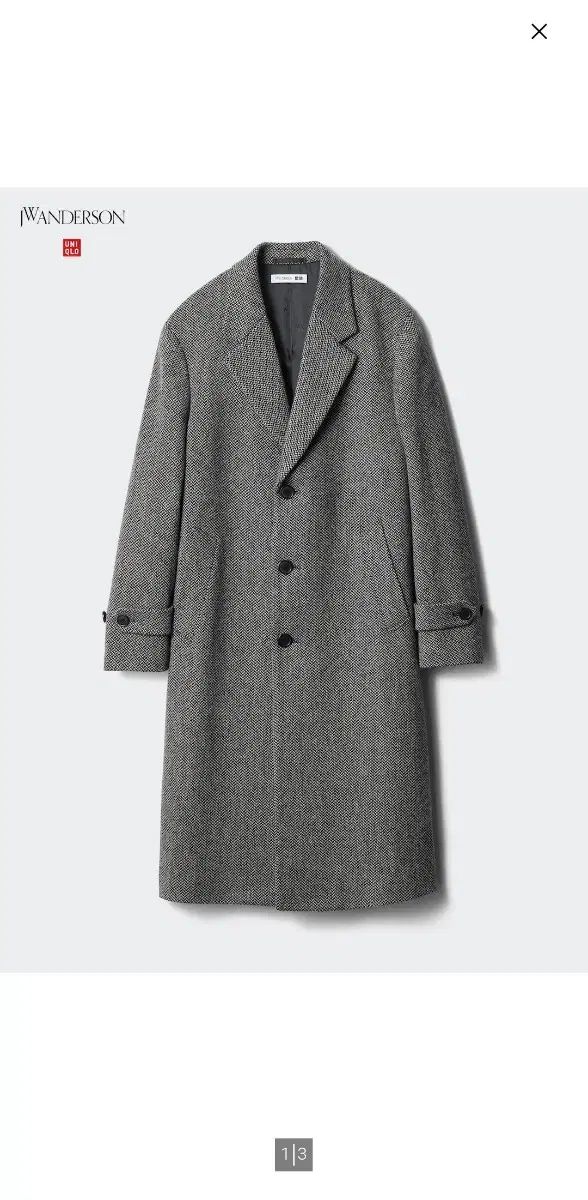 UNIQLO JWA チェスターフィールドコート（タグ 제거 未使用