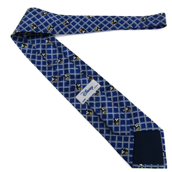 【新品未使用】 ディズニーリゾート 青 チェック ネクタイ ディズニー ブランド ネクタイ ミッキー チェック柄 キャラクター柄