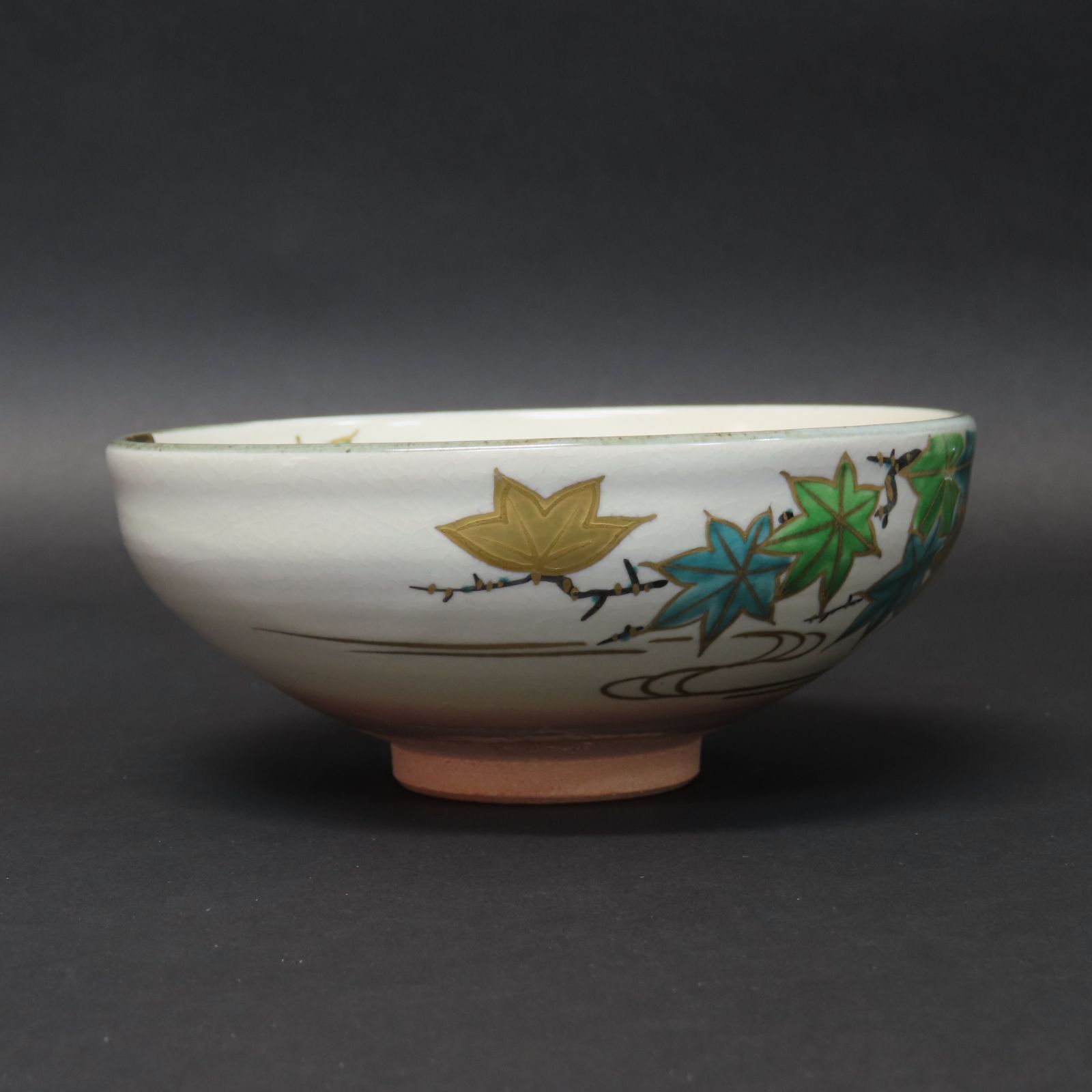 02s43 美品 橋本紫雲 真作保証 京焼 抹茶茶碗 乾山写青楓文 茶道具 在