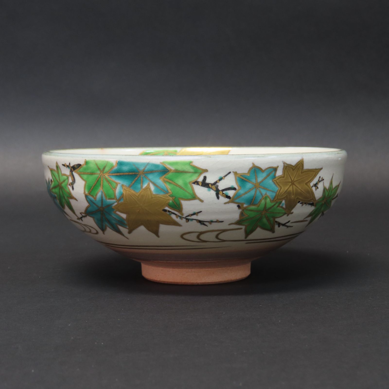 02s43 美品 橋本紫雲 真作保証 京焼 抹茶茶碗 乾山写青楓文 茶道具 在