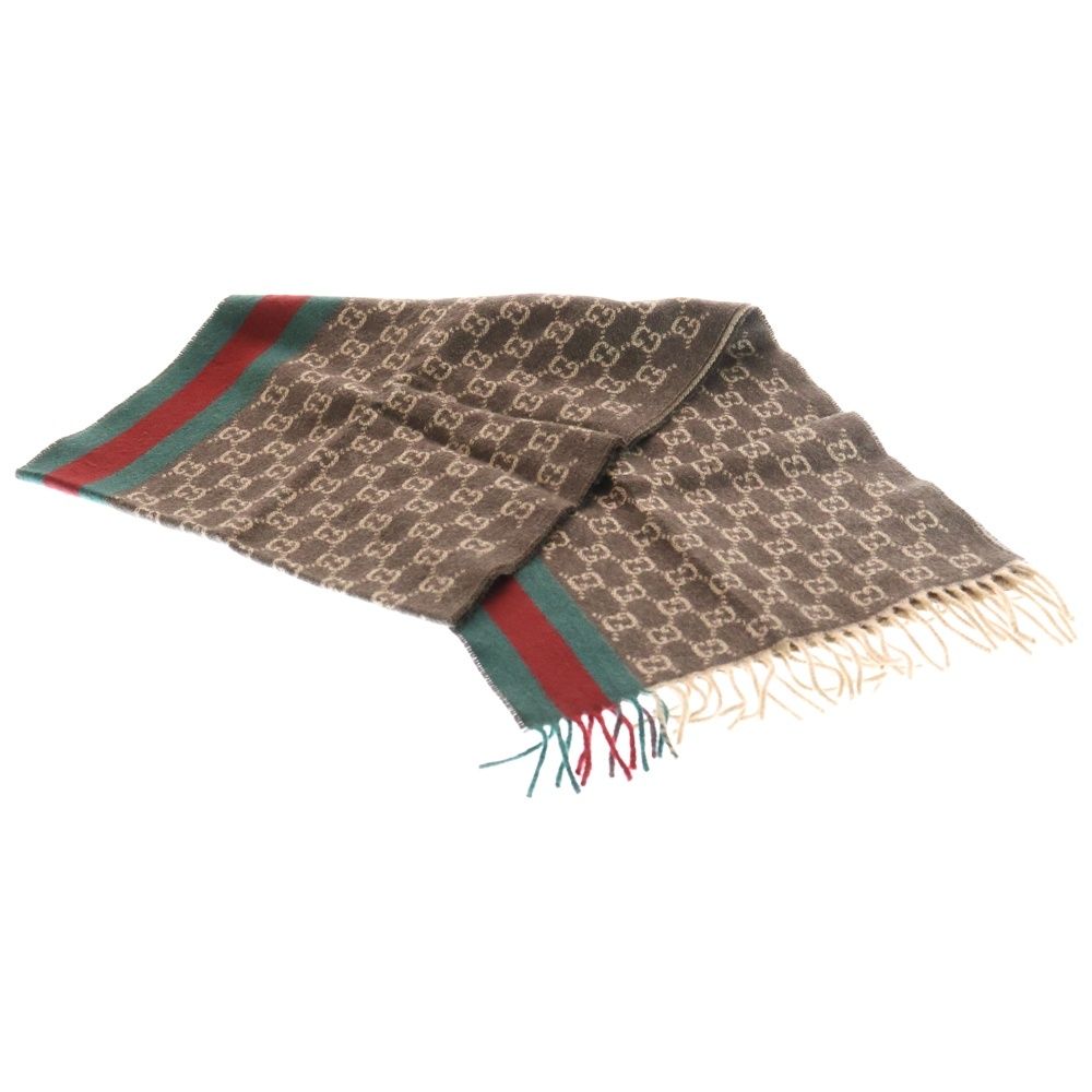 GUCCI グッチ Scarf GG総柄 カシミヤニットマフラー ブラウン 391531 4 G 944