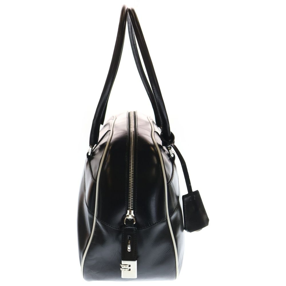 PRADA (プラダ) ボーリングバッグ ハンドバッグ ブラック×ホワイト