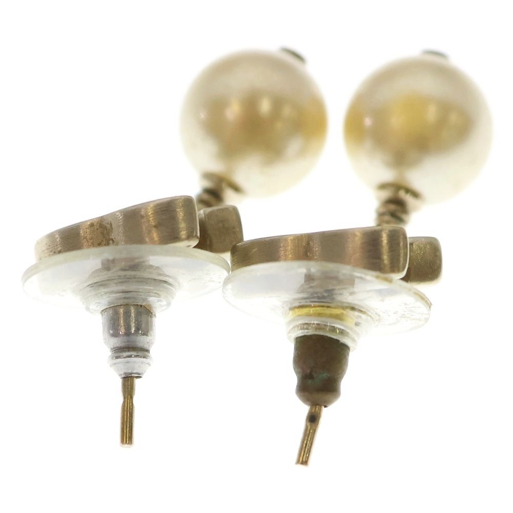 CHANEL シャネル 10 C ココマーク フェイクパール ピアス ブラック アイボリー ゴールド金具