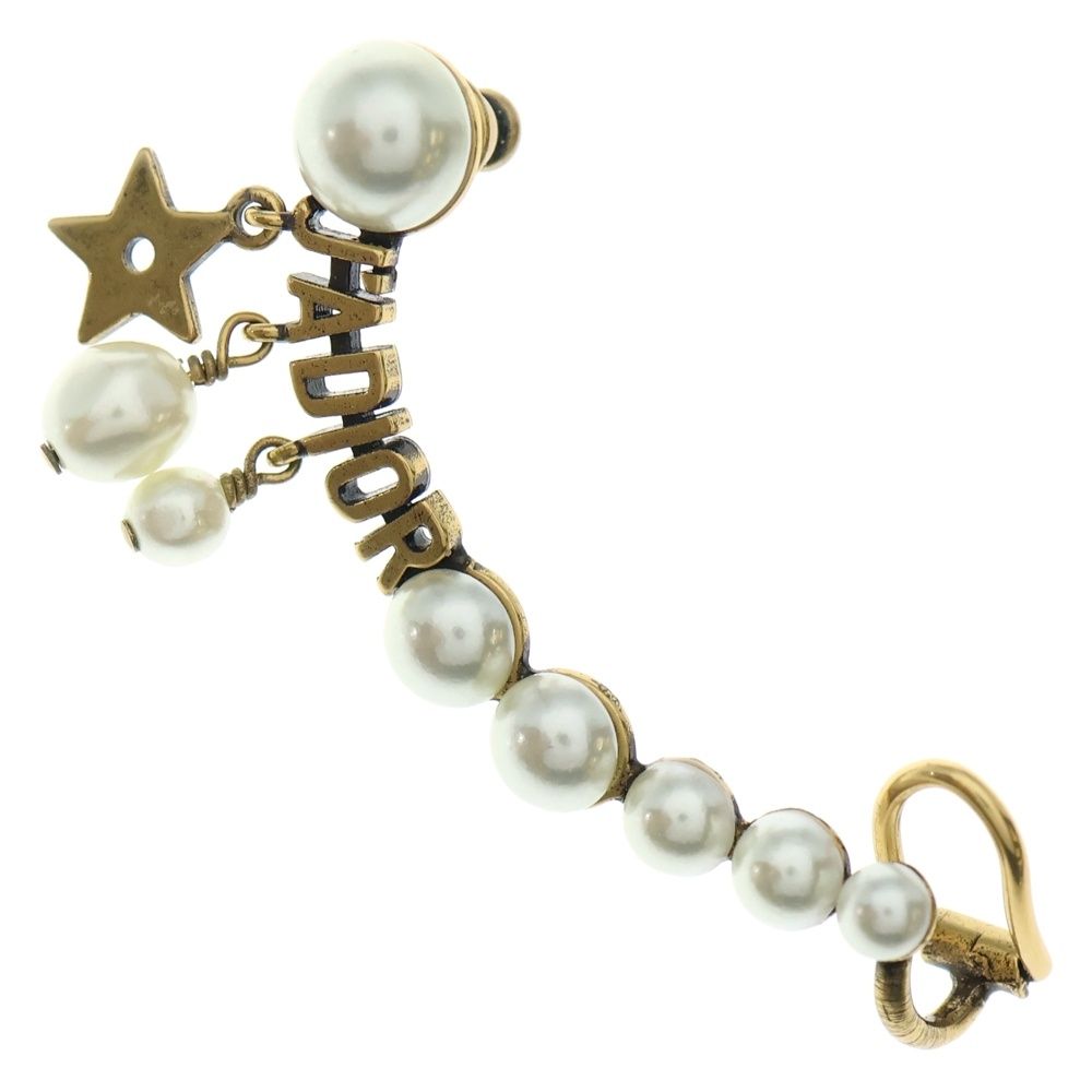 Christian Dior クリスチャンディオール ロゴ パール イヤーカフピアス イヤーリング ゴールド ホワイト GP