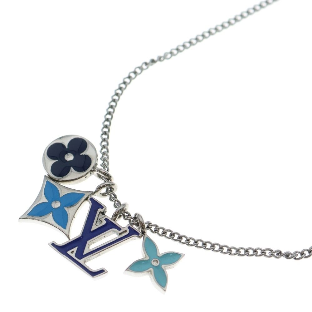 LOUIS VUITTON ルイヴィトン LV インスティンクト ネックレス ペンダント チェーン シルバー ブルー M 00917