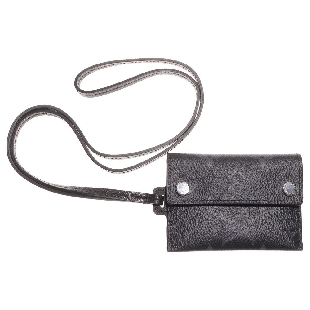 LOUIS VUITTON ルイヴィトン モノグラム エクリプス ポルト カルト オンストラップ バッグチャーム ストラップ ブラック レザー M 83155