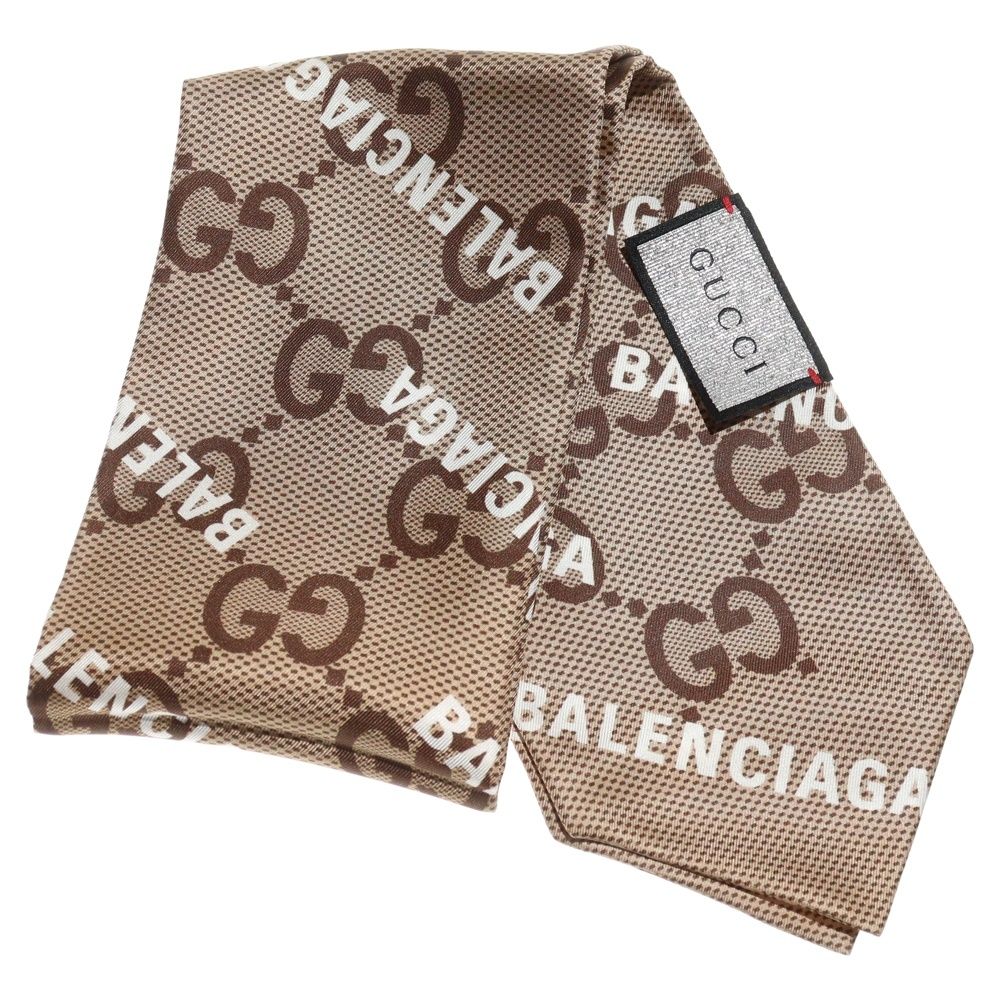 GUCCI グッチ バレンシアガ ザ ハッカー プロジェクト マキシGG プリント シルク ネックボウ ネクタイ ベージュ 676777