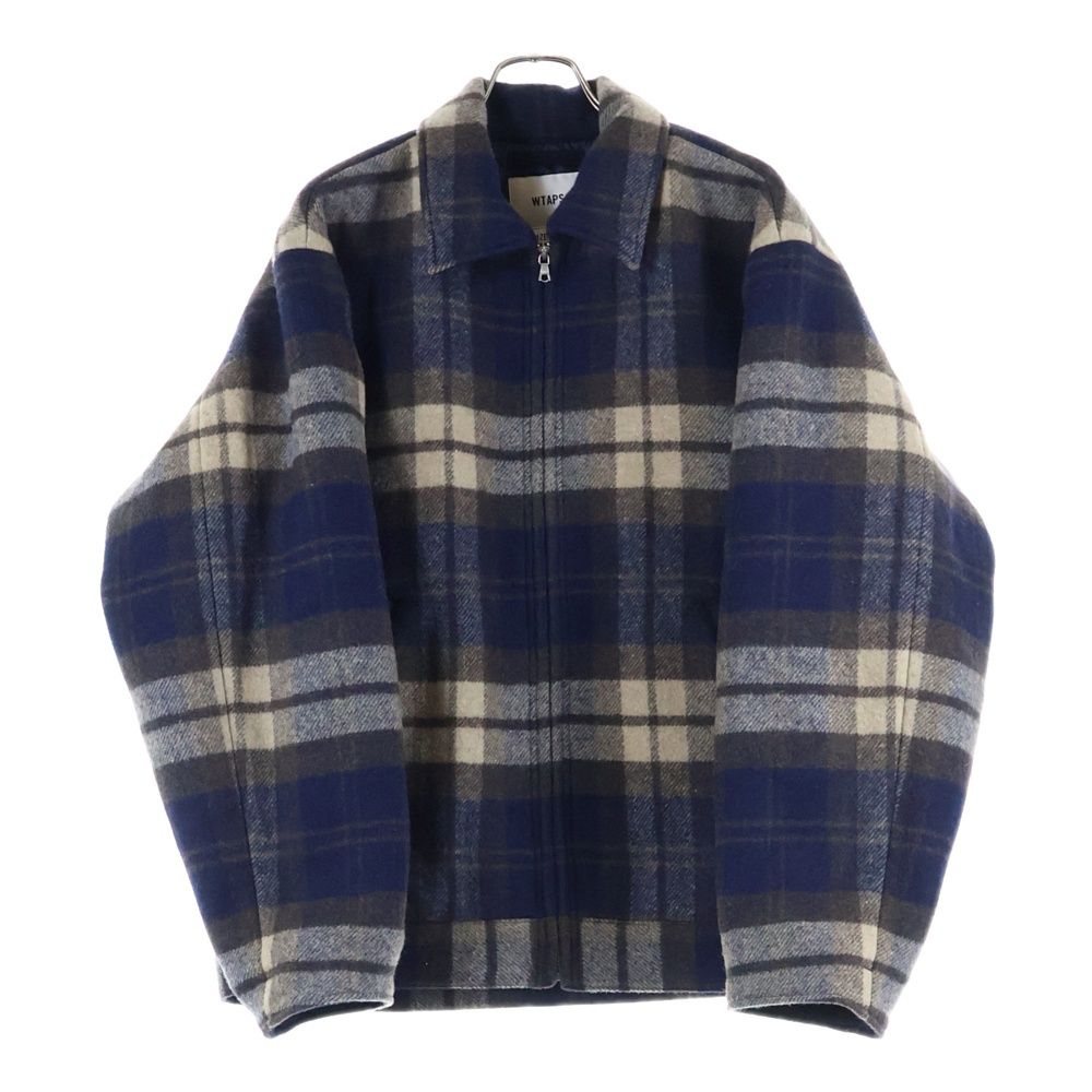 WTAPS ウール メルトン チェック ジップ ジャケット ネイビー S WTAPS (ダブルタップス) 25AW WOPL MELTON TEXTILE WRECKER JACKET