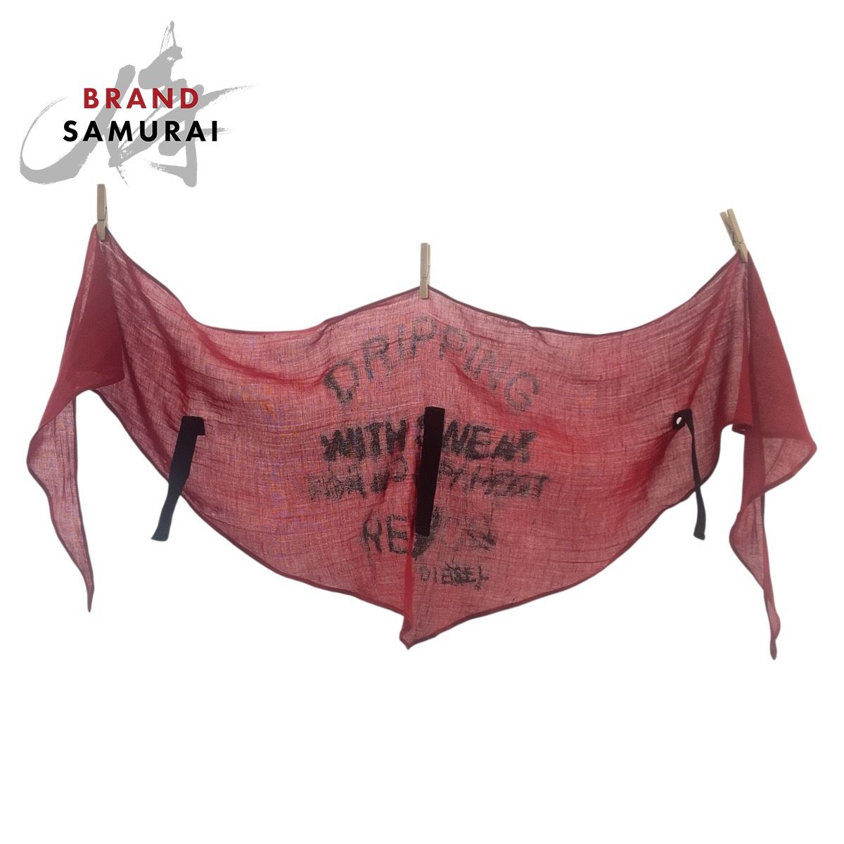 DIESEL ディーゼル レッド ブラック リネン レーヨン スカーフ ストール ショール マスク メンズ 505109