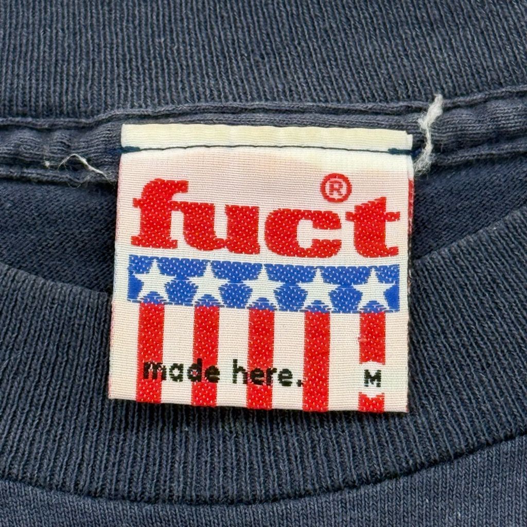 90s～ FUCT サークルロゴ Tシャツ サイズM ネイビー 星条旗タグ 初期