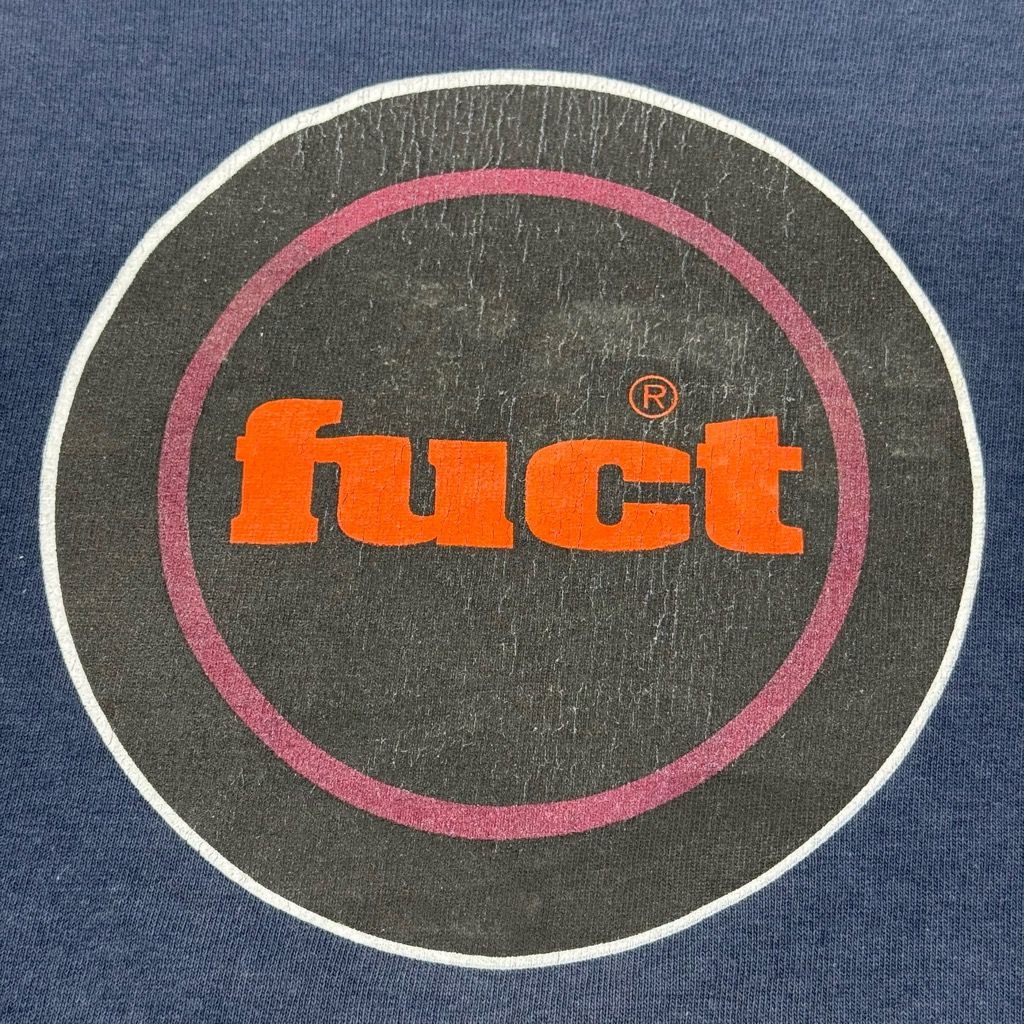 90s～ FUCT サークルロゴ Tシャツ サイズM ネイビー 星条旗タグ 初期