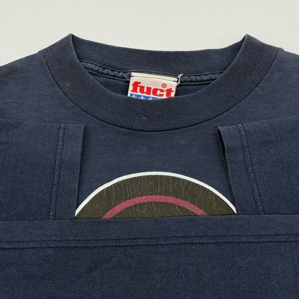90s～ FUCT サークルロゴ Tシャツ サイズM ネイビー 星条旗タグ 初期