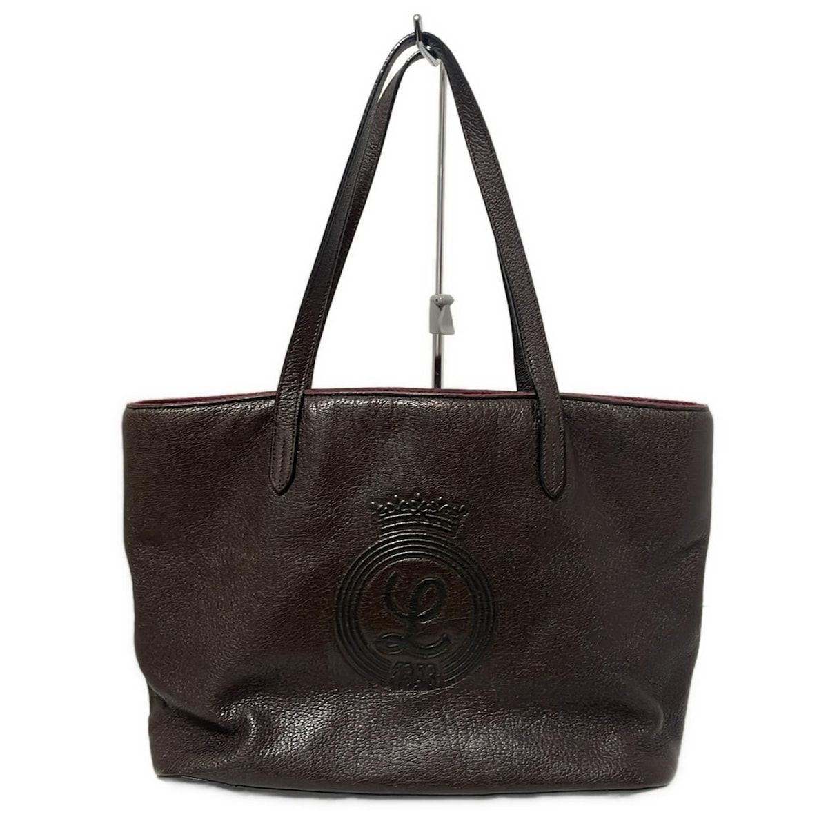 LOEWE(ロエベ) トートバッグ - 黒×ダークブラウン キャンバス×レザー