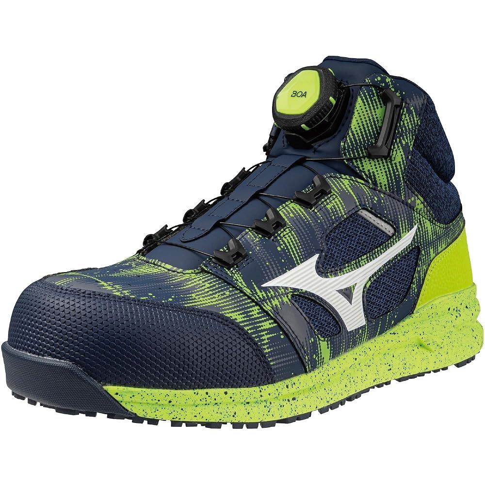 ミズノ 安全靴 オールマイティ LSII 73 M BOA ミッドカット 色 ネイビー ホワイト ライムイエロー 27 5 cm