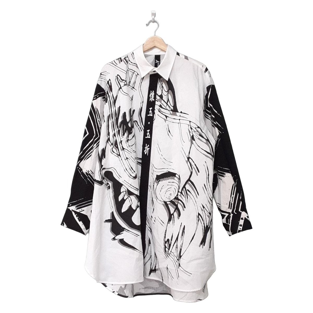 Ground Y グラウンド ワイ 長袖シャツ サイズ3 L メンズ - GX-B 05-005 白×黒