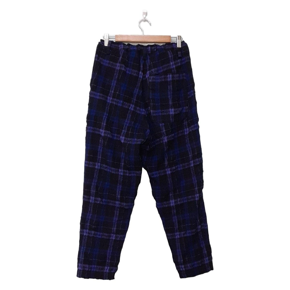 Y s ワイズ パンツ サイズ1 レディース 黒 ダークネイビー ネイビー フルレングス チェック柄 ウエストゴム