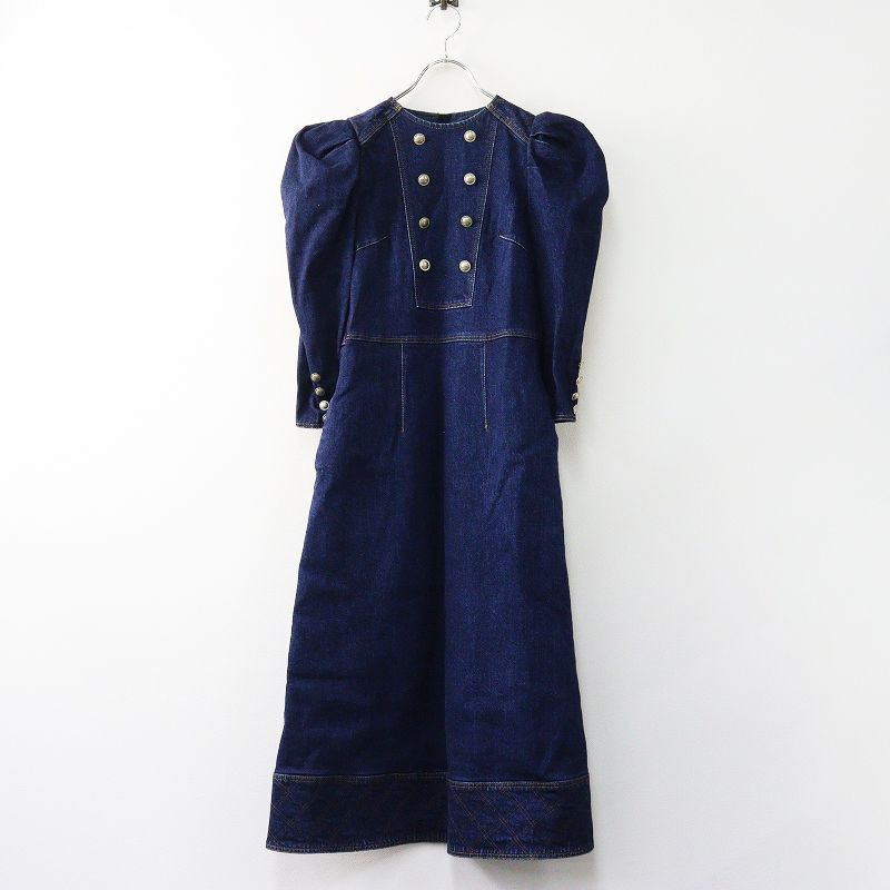 アイテム 定価7 7万 BORDERS at BALCONY ボーダーズアットバルコニー デニムワンピース 36 インディゴブルー ┃