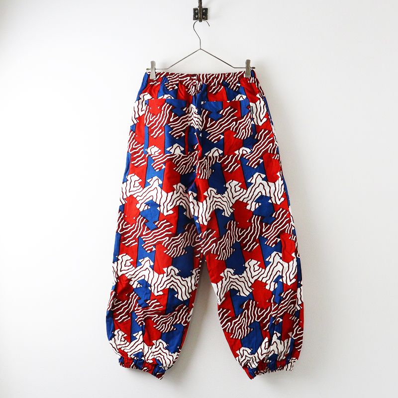 ソウソウ SOU 京都 京型友禅 高島縮 12号帆布 作務衣 下 松皮菱 S ブルー レッド ホワイト ボトムス パンツ