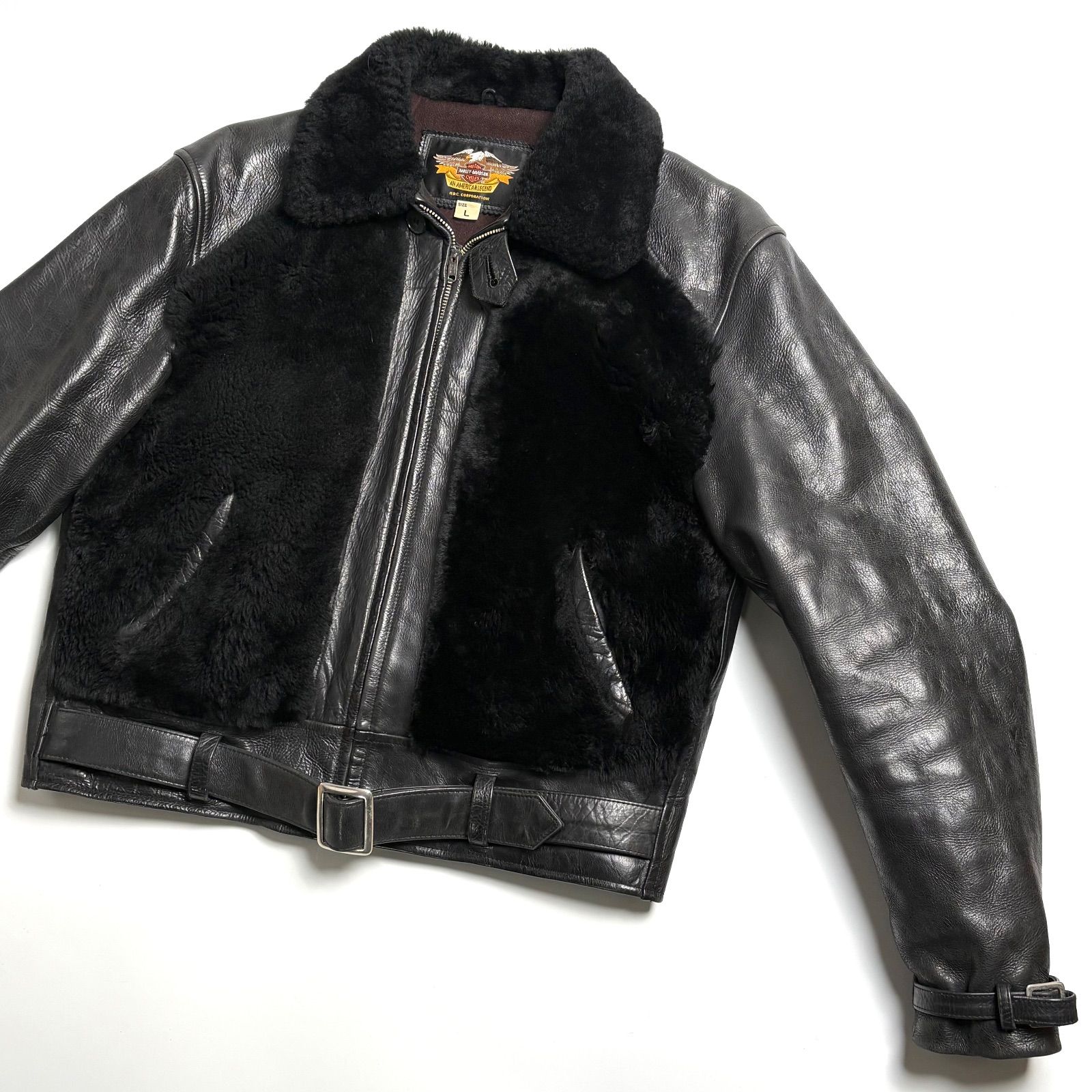 希少】HARLEY DAVIDSON レザージャケット 黒 L グリズリージャケット 